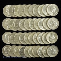 Roll of 1964 Silver Washington Quarters (40)