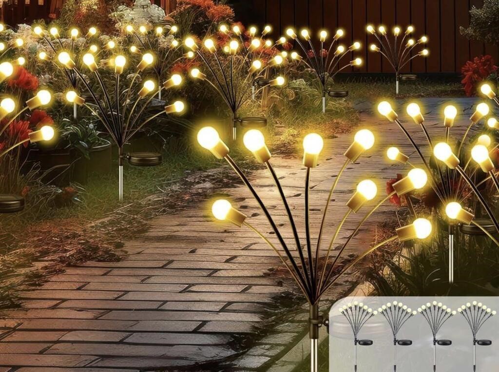 4PACK OUTDOOR SOLAR LIGHTS FIREFLY STYLE -TESTED