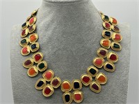 Vintage Anne Klein Enamel Gold Tone Necklace