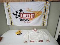 CHEEZ IT FLAG,NHRA WINSTON JACKET & M & M HAT