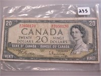 1954 Canadian Twenty Dollar Bill (M/E7050170)