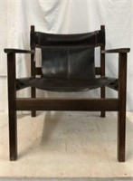 Mid Mod Leather Sling Chair V10A
