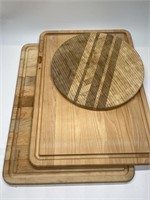 2- Wooden Cutting Boards & 1- Round Bar Board