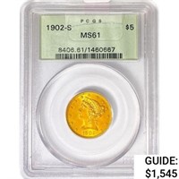 1902-S $5 Gold Half Eagle PCGS MS61
