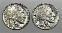 1936 & 1937 Buffalo Nickel Pair Uncirculated BU