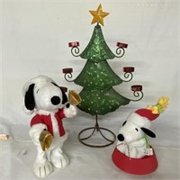 METAL TREE AND 2 SNOOPY'S