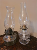 Two Vintage Glass Oil Lamps