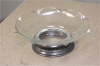 Sterling Rim Etched Glass Bowl
