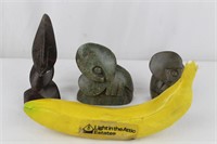 3 Signed "Cloud Mapete" African Stone Sculptures