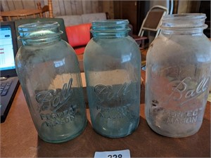 (2) Blue & (1) Clear 1/2-Gallon Canning Jars
