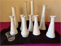 Milk Glass Bud Vases, Various Styles