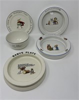 Vintage baby plates and bowl ceramic