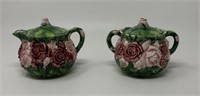 Ceramic Rose Garden Cream & Sugar Set