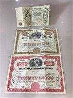 2 1950’s stocks & 500 ruble blanket note