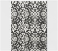 4'X5'6" Washable Medallion Accent Rug Gray