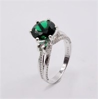 925S 3.0ct Lab-Grown Emerald Bow Ring