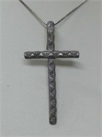 Vtg Sterling Silver SW Cross Pendant Necklace