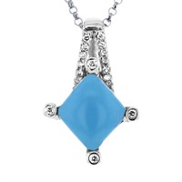 14KT White Gold 1.92ct Turquoise and Diamond Penda