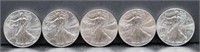 Lot of 5 2014 silver eagles