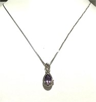 Sterling Silver Amethyst White Topaz Necklace