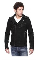 SIZE SMALL BALMAIN MEN'S WAXED DENIM MOTO JACKET