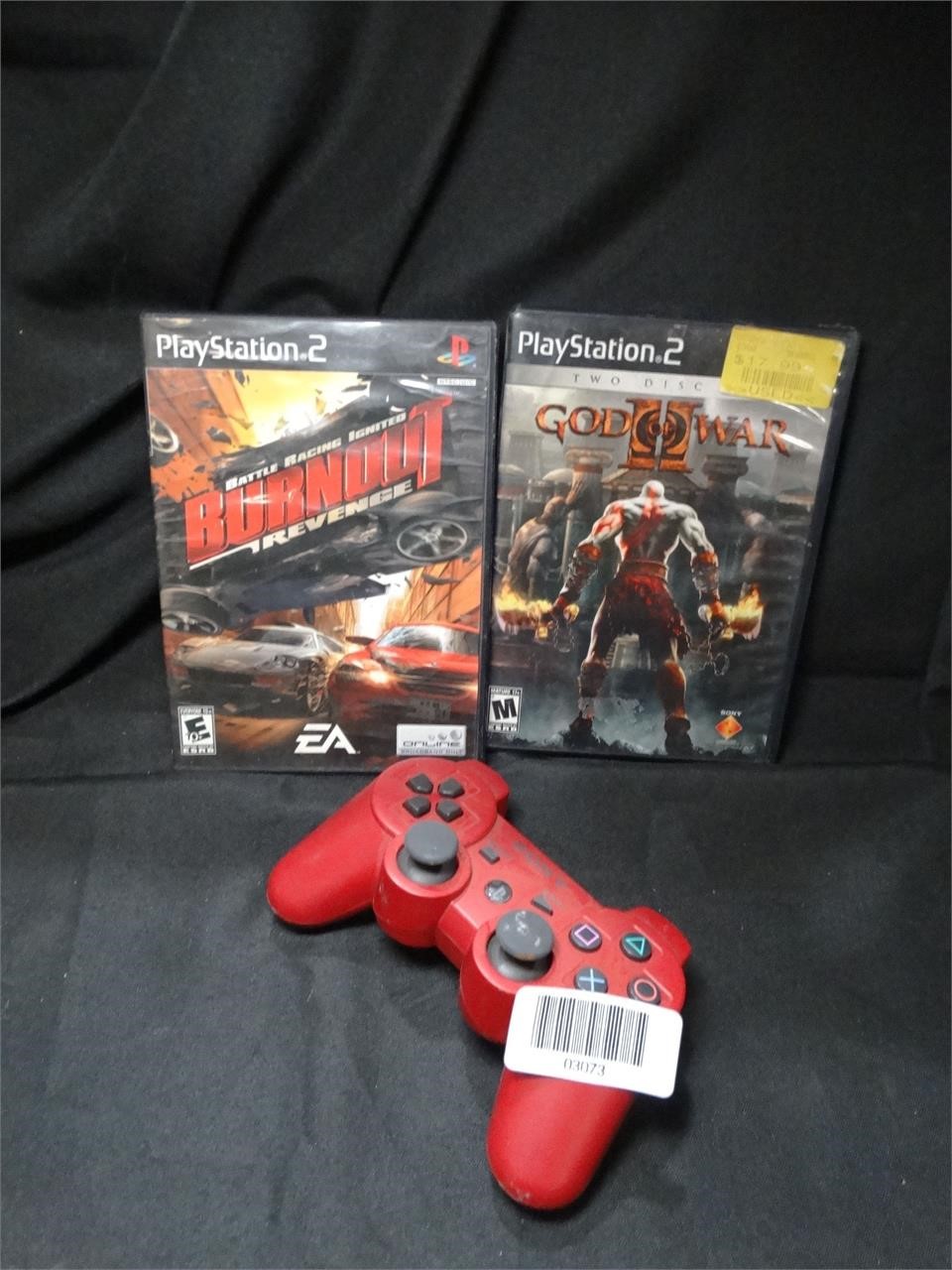 2 PlayStation2 Games & Red Controller