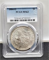 1884-O Slab Morgan Silver Dollar PCGS MS63