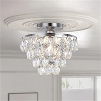 Luupyia Modern Silver Crystal Chandelier, 10.5in F