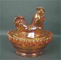 Imperial IG Marigold Rooster Covered Candy Dish
