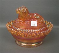 Imperial IG Marigold  Lion Covered Candy Dish