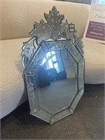 Ornate etched Venetian style mirror