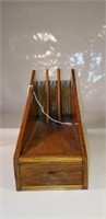 Small Wooden Paper Holder w/ Drawer & Compartments