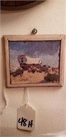 Framed Art Miniature Covered Wagon O/B