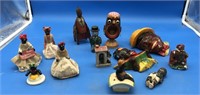 Black Memorabilia Tray Of Chalkware & Nutcracker