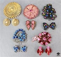 Brooches w/Matching Clip On Earrings / 10 pc