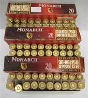 (60) Rounds of Monarch 30-06 sprg. 150GR soft