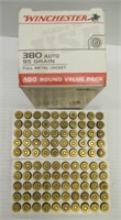 (100) Rounds of Winchester 380 auto 95GR FMJ
