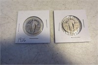 Two Antique Quarters Silver Coins