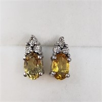 $300 Silver Citrine Diamond Earrings