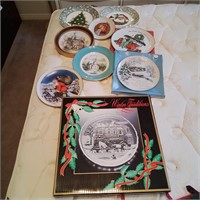 Lot of Christmas plates, table runner, place mates