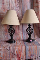 Set of Two Table Lamps Twisted Black