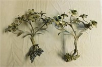 Italian Tole Grape Cluster Wall Candle Sconces.