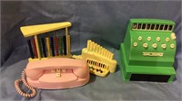 Vintage Tom Thumb cash register , pink toy phone,