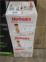 3-36ct huggies skin essentials diapers size 6