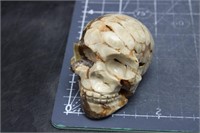Druzy Amber Calcite Skull, 4oz