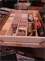 Large box of trading cards including baseball,
