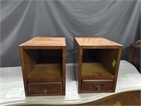 Two Wooden Stackable Storage boxes with one pull