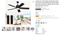 N3002 Ceiling Fans w/ Lights  Remote 52 Black