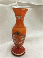 Orange Bristol Glass Vase 9"