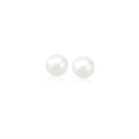 14k Gold Cultured White Pearl Stud Earrings 5.0mm